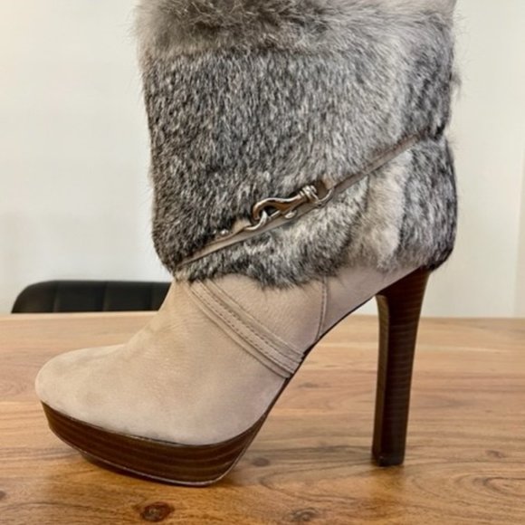 Coach Athena Soft Nubuck Leather & Rabbit Fur Boots - Picture 5 of 12